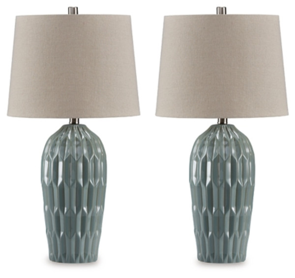 Ashley Hadbury Pale Blue Teal Table Lamp (Set of 2)