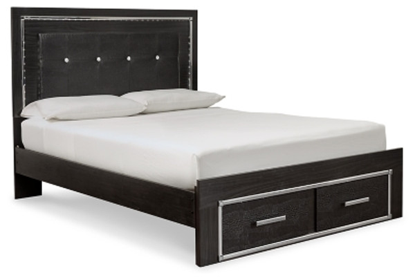 Ashley Kaydell Black Queen Upholstered Panel Bed with Storage