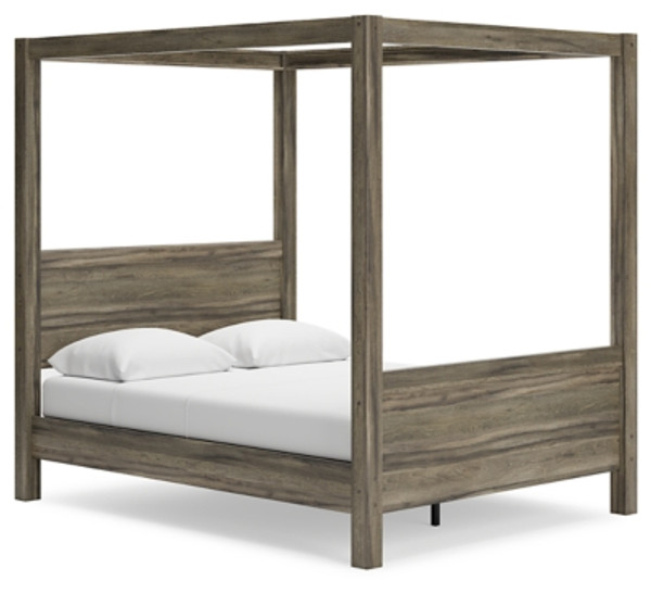 Ashley Shallifer Brown Queen Canopy Bed