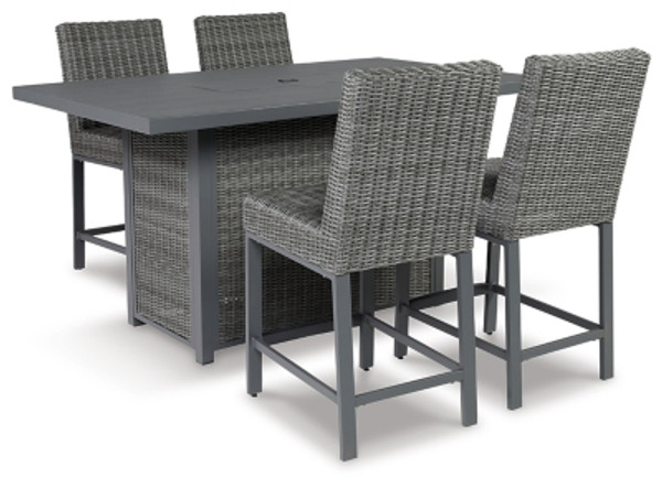 Ashley Palazzo Gray Outdoor Counter Height Dining Table with 4 Barstools