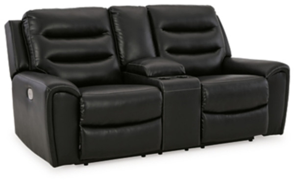 Ashley Warlin Black Power Reclining Loveseat with Console