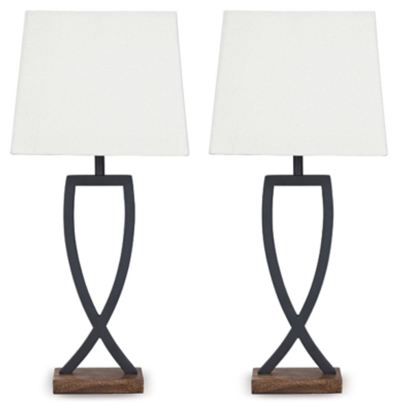 Ashley Makara Black Brown Table Lamp (Set of 2)