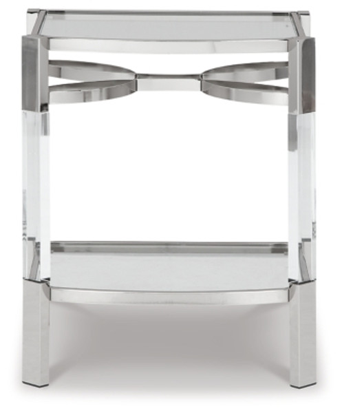 Ashley Chaseton Clear Silver Finish Accent Table