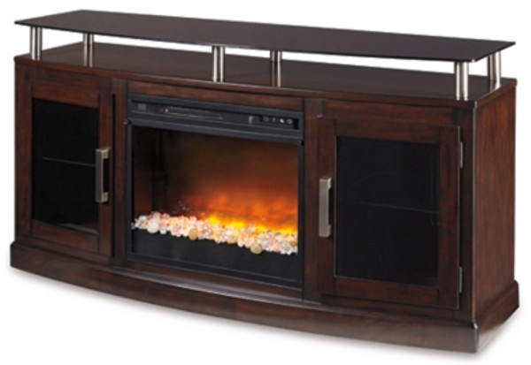 Ashley Chanceen Dark Brown 60" TV Stand with Electric Fireplace