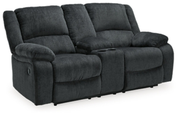 Ashley Draycoll Pewter Reclining Loveseat with Console