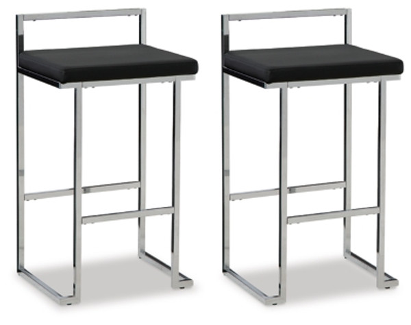 Ashley Madanere Black Chrome Finish Bar Height Bar Stool (Set of 2)