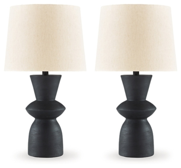 Ashley Scarbot Distressed Black Table Lamp (Set of 2)