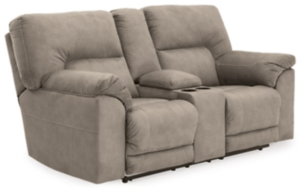 Benchcraft Cavalcade Slate Reclining Loveseat with Console