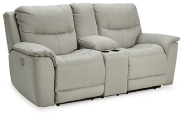 Ashley Next-Gen Gaucho Fossil Power Reclining Loveseat with Console