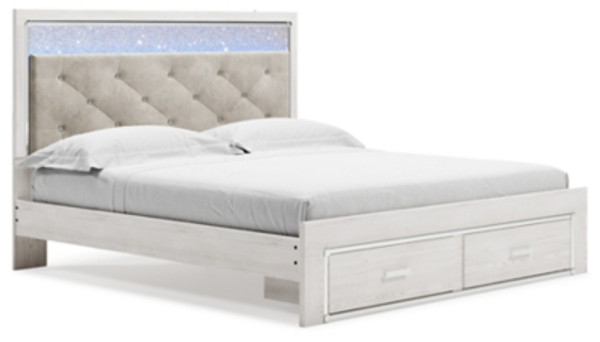 Ashley Altyra White King Upholstered Storage Bed