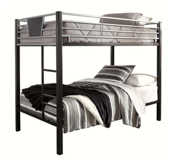 Ashley Dinsmore Black Gray Twin over Twin Bunk Bed with Ladder