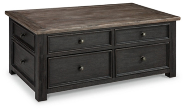 Ashley Tyler Creek Grayish Brown Black Coffee Table with Lift Top