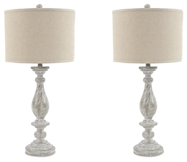 Ashley Bernadate Whitewash Table Lamp (Set of 2)