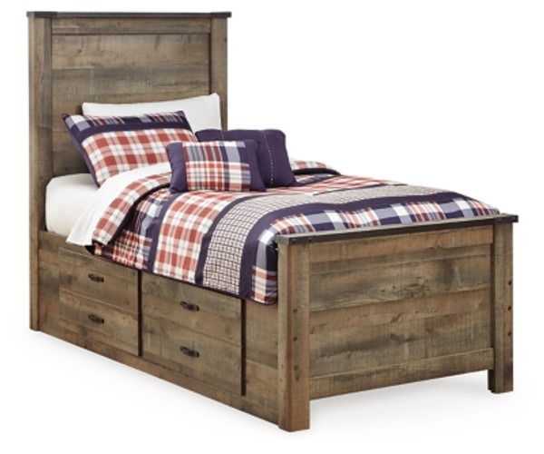 Ashley Trinell Brown Twin Panel Bed with 2 Storage Drawers