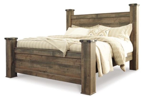Ashley Trinell Brown King Poster Bed