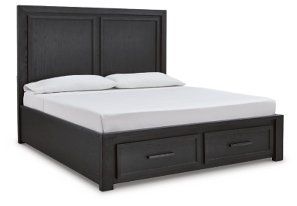 Ashley Foyland Black Brown King Panel Storage Bed