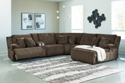 Ashley Top Tier Chocolate 6-Piece Reclining Sectional with Chaise