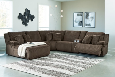 Ashley Top Tier Chocolate 6-Piece Reclining Sectional with Chaise