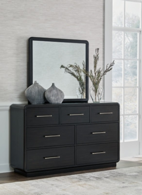 Ashley Rowanbeck Black Dresser and Mirror Ashley Rowanbeck Black Dresser and Mirror