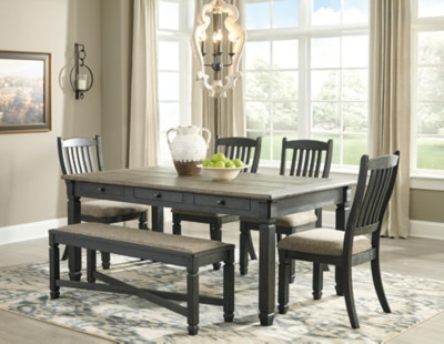 Ashley Tyler Creek Black Gray 6-Piece Dining Set with Table, 4