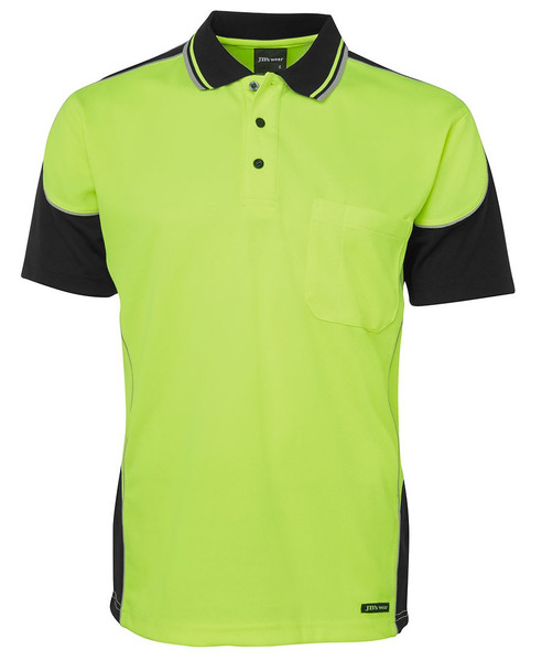 6HCP4_Hi Vis S/S Contrast Piping Polo