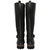 Lotus Black Leather Belvedere Knee High Boots