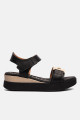Oh My Sandals Black Wedge Sandal -5672 