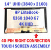 1 of 9-image for8WA72AV HP EliteBook x360 1040 G7 HP EliteBook x360 1040 G7 14.0" 3840x2160 40 Pin Touch Screen Assembly 4K