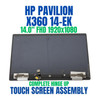 1 of 12-image forHP 14-ek0006la 8D054LA 14.0" 1920x1080 Complete Hinge Up Touch Screen Assembly