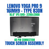 1 of 8-image forLenovo Yoga Pro 9 16IMH9 83DN0007US 16" QHD+ 3200x2000 40 Pin IPS Touch Screen Assembly