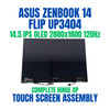 1 of 8-image forASUS ZENBOOK 14 FLIP UP3404 SERIES 14.5" 2880x1800 Touch OLED 120Hz IPS 2.8K Complete Hinge Up Screen Assembly