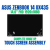 1 of 4-image forASUS ZENBOOK UX435EAL-BM SERIES 14.0" 1920x1080 Complete Hinge Up Touch Screen Assembly