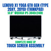 1 of 8-image forLenovo ThinkPad X1 Yoga Gen 6 20XY00EFMZ 14.0" WQUXGA 3840x2400 40 Pin IPS Complete Hinge Up Touch Screen Assembly