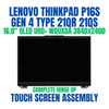 1 of 6-image forLenovo ThinkPad P16s Gen 4 21QR003LGR 16" UHD+ WQUXGA 3840x2400 4K OLED Touch Screen Assembly