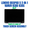 1 of 7-image forLenovo Ideapad 5 2-in-1 16AHP9 83DS004MLM 16" WUXGA-2K 30 Pin Complete Hinge Up Touch Screen Assembly