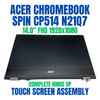 1 of 5-image forAcer CHROMEBOOK SPIN 514 CP514-1H-R39X 14.0" FHD Touch Complete Hinge Up Screen Assembly