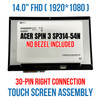 1 of 10-image for14" LCD LED Screen Touch Full top assembly Silver Acer Spin 3 SP314-54N FHD