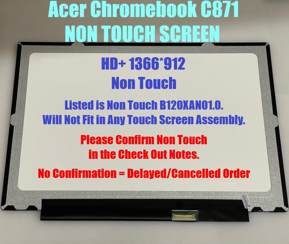 1 of 4-image forB120XAN01.0 12" Non Touch LED LCD Screen HD+ 1366x912 30 Pin 60Hz Panel