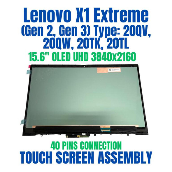 1 of 9-image forLenovo THINKPAD X1 EXTREME 20TLS01000 15.6" OLED UHD Touch Screen Assembly