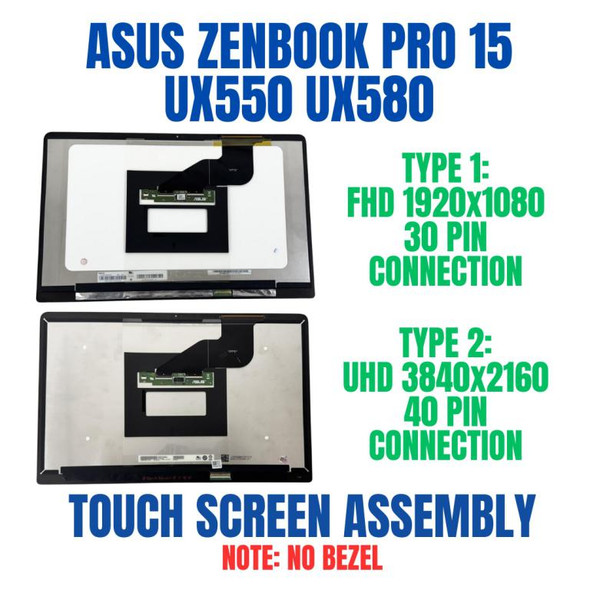 1 of 11-image forASUS ZENBOOK PRO UX580GE-E SERIES 15.6" UHD Touch Screen Assembly No Bezel