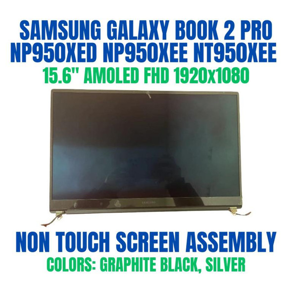 1 of 7-image forSamsung GALAXY BOOK2 PRO NP950XED-KA1IN 15.6" 1920x1080 Complete Assembly Hinge Up Non Touch Screen AMOLED