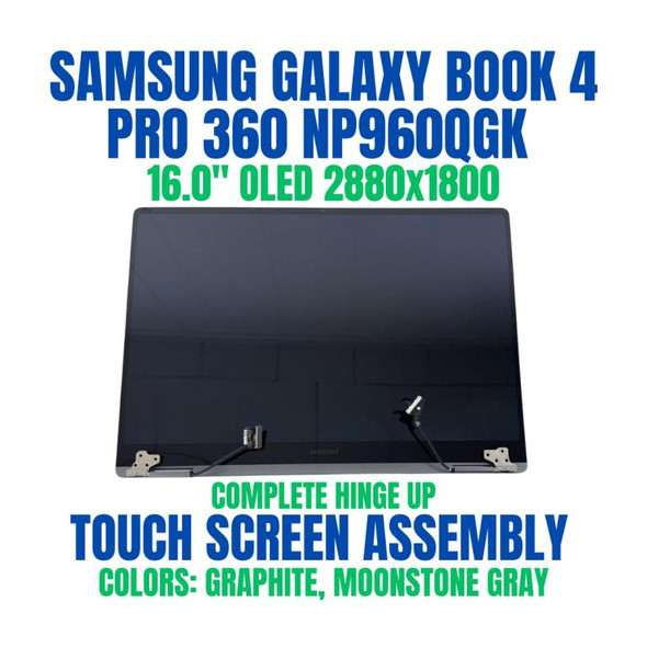 1 of 10-image forSamsung GALAXY BOOK4 PRO 360 NP960QGK-KG2CA 16" Complete Hinge Up Touch Screen Assembly 2880x1800 OLED
