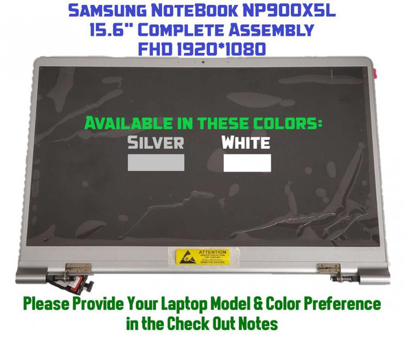 1 of 9-image forSamsung NP900X5L-K02US 15.6" Full HD 1920x1080 Complete Non Touch Screen Assembly Hinge Up