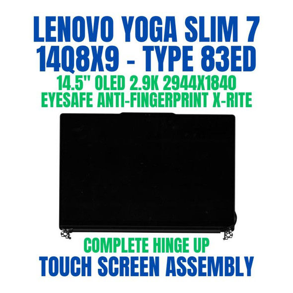 1 of 8-image forLenovo Yoga Slim 7 14Q8X9 83ED005SSB 14.5" 2944x1840 2.9K Touch OLED Anti-fingerprint Eyesafe X-Rite Complete Hinge Up Screen Assembly