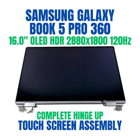 1 of 6-image forSamsung GALAXY BOOK5 PRO 360 NP960QHA-KG1US 16" 2880x1800 OLED HDR 120Hz Complete Hinge Up Touch Screen Assembly