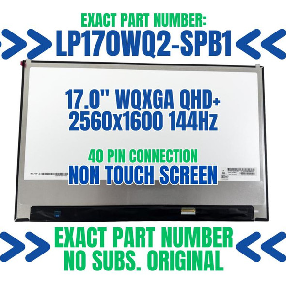 1 of 9-image forLP170WQ2(SP)(B1) 17" 2560x1600 WQXGA 40 Pin Non Touch 144hz Non Screen