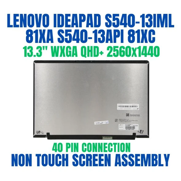 1 of 8-image for81XA001TPG ideapad S540-13IML Lenovo 13.3" 2560x1600 WQXGA QHD+ 40 Pin Non Touch Screen Assembly