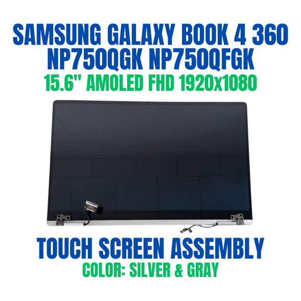 1 of 10-image forSamsung GALAXY BOOK3 360 NP750QFG-KA4DE 15.6" Full HD 1920x1080 Complete Hinge Up Screen Assembly AMOLED Touch