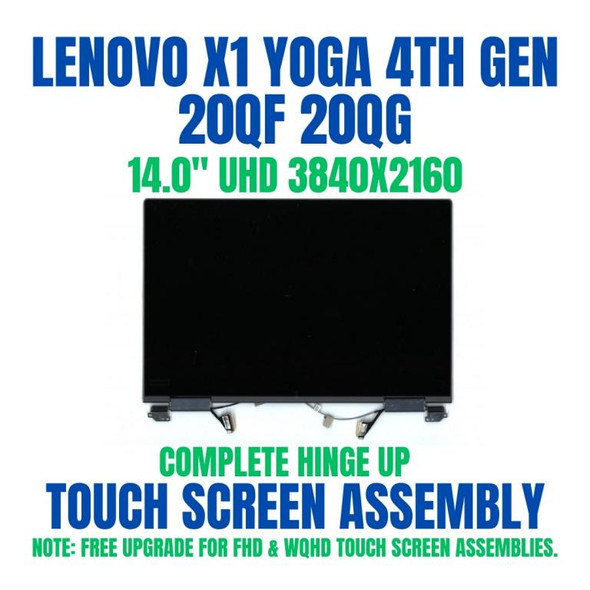 1 of 9-image for20QF0021MZ ThinkPad X1 Yoga 4th Gen Lenovo 14.0" 3840x2160 Complete Hinge Up Touch Screen Assembly IPS 4K