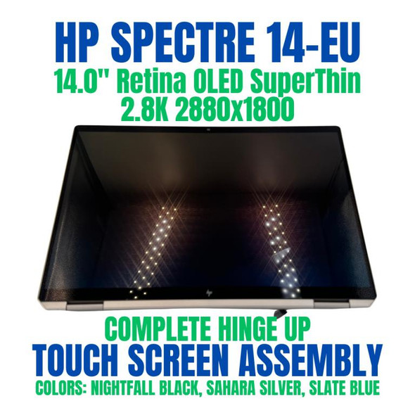 1 of 8-image forNightfall Black HP N67766-001 14.0" 2880x1800 Complete Hinge Up Touch Screen Assembly